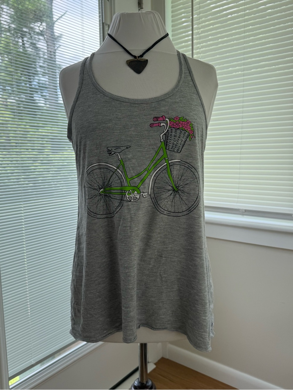 Grey Graphic Bicycle Flower Tank Top - Women